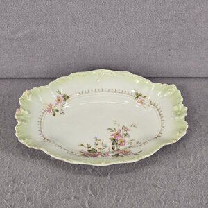 Antique 1800's Carl Tielsch Oval Serving Platter, Germany, Porcelain, Floral